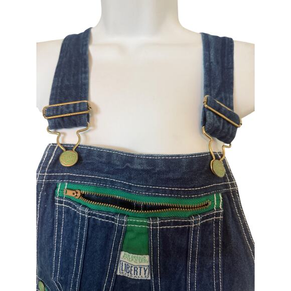 Vintage Liberty Overalls Long Bib Design Blue/Green Youth/16 NWOT - Picture 3 of 11